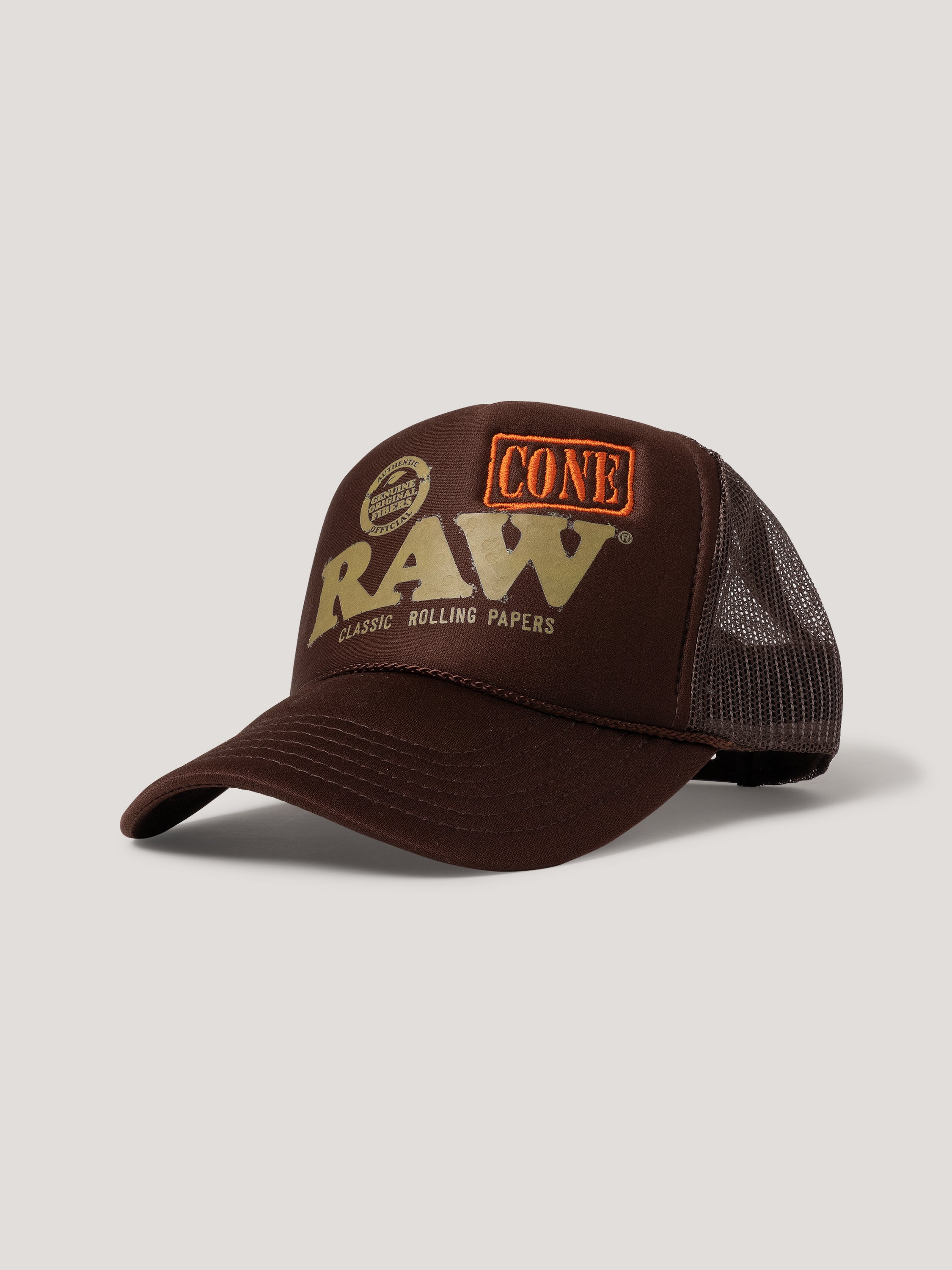 RAW x INTERBREED “Big Cone Trucker Cap” (Brown)