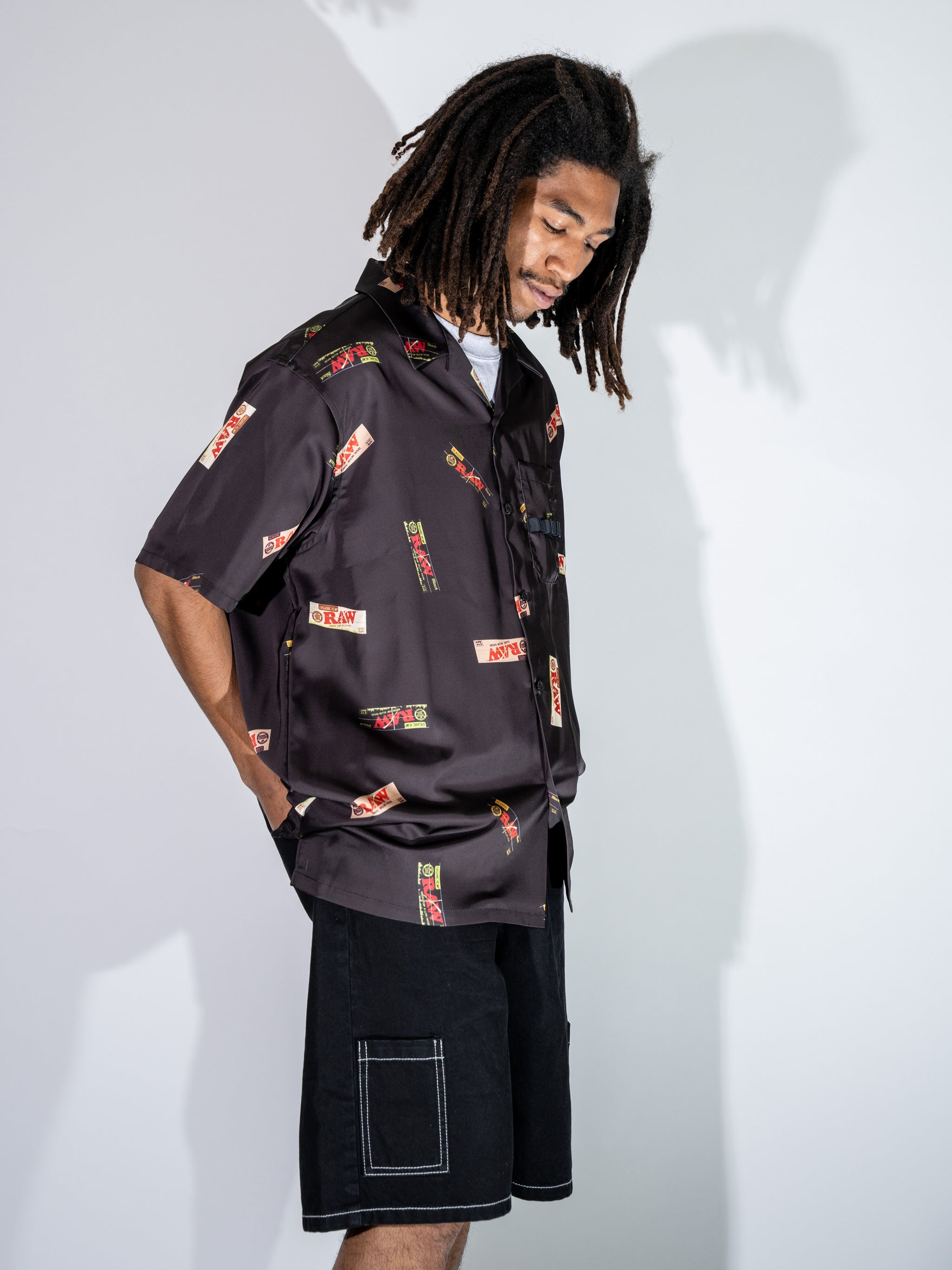 RAW x INTERBREED “Papers Open Collar Shirt” / Black